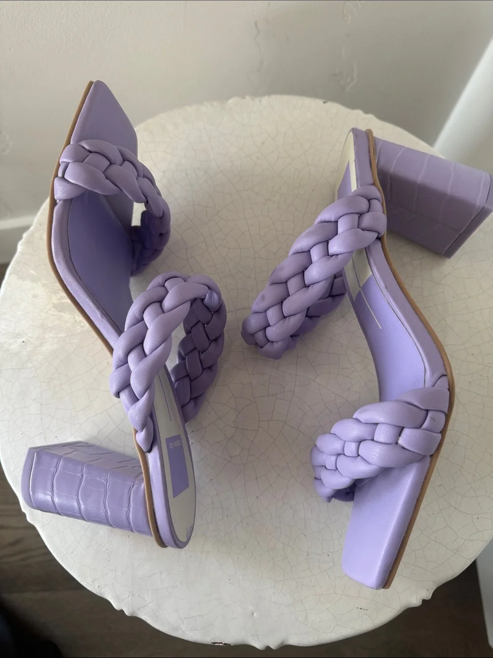Dolce Vita Lilac/Lavender Braided Block Heel Sandals Square Open Toe Size 8 NWOB